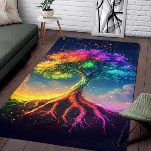 Tree of Life Area Rug – Boho Spiritual Nature Carpet for Living Room, Bedroom, Meditation – Soft Non-Slip Floor Mat for Home Decor – Abstract Art Style Modern Accent Rug (Tree of Life 08) - color: Tree of Life 08
