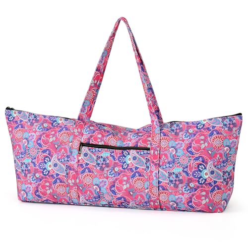 | Yoga Mat Bag | Large Yoga Mat Carrier with Wet Pocket | Yoga Gifts | Gym Tote Bag for Women - color: Tote-Bright Pink