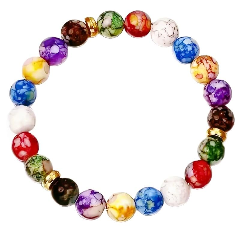 7 Chakra Reiki Bracelets for Women Rainbow Resin Beads Bracelet Natural Stone Yoga Beaded Chakras Bracelet Jewelry Gifts - color: AL-0243, size: Medium
