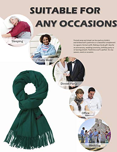 Pashmina Shawl Women Winter Scarf Warm Wedding Wraps Ladies Scarves for Evening Dresses - color: Dark Green