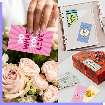 120 PCS Motivational Cards, 60 Designs Inspirational Cards with PET Film, Affirmation Words for Primary Middle High Reading Students, Book Lovers (2” x 3.5”)