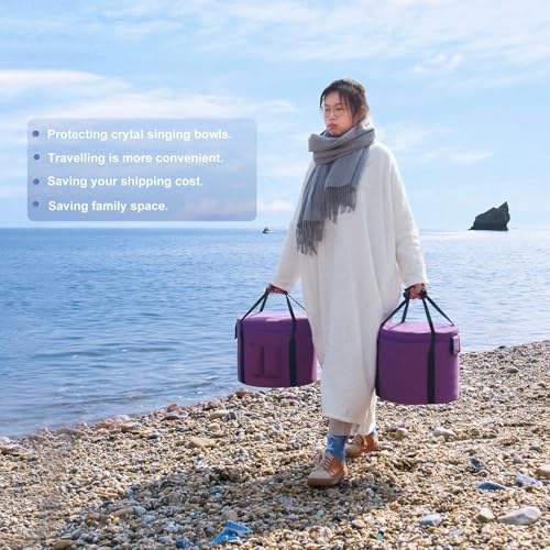 Two Carry Case Bags for 6-12 inch Crystal Singing Bowl Set with Handle Carrying Cases Padded Travelling Bag - size: 6-12 set