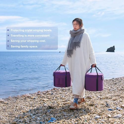 Two Carry Case Bags for 6-12 inch Crystal Singing Bowl Set with Handle Carrying Cases Padded Travelling Bag - size: 6-12 set