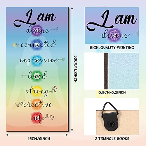 Blulu Chakra Quotes Sign Buddha Wall Decor Yoga Zen Wall Art Wooden Spiritual Decor 7 Chakra Hanging Motivational Meditation Buddhism Spa Room Sign for Yoga Living Room Bedroom Bathroom(Safe Style)