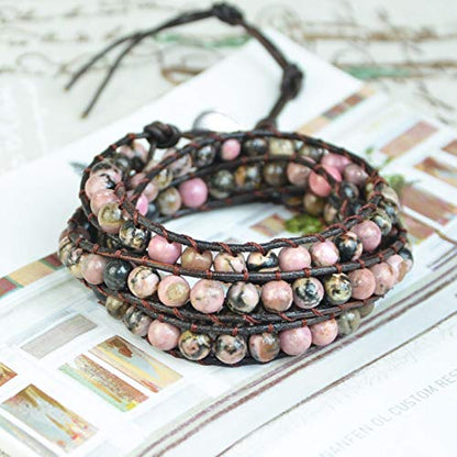YGLINE 6mm Natural Stone Bracelet Handmade Beaded Wrap Bracelets Spiritual Energy Jewelry for Women