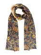ANDANTINO 100% Silk Scarf for Women 59”*6.3” Long Shawls for Headscarf and Neck- Oblong Hair Wraps with Gift Packed - color: Gold&navy Paisley