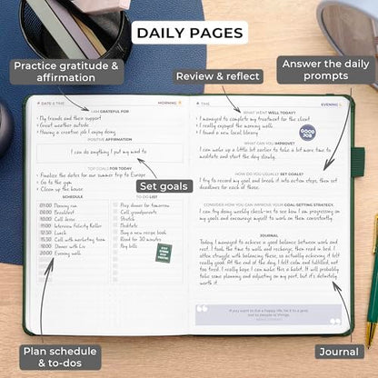 Clever Fox Self Mastery Journal – Guided Daily Reflection & Self Improvement Journal with Prompts – Journaling Notebook for Women & Men (Forest Green) - color: Forest Green