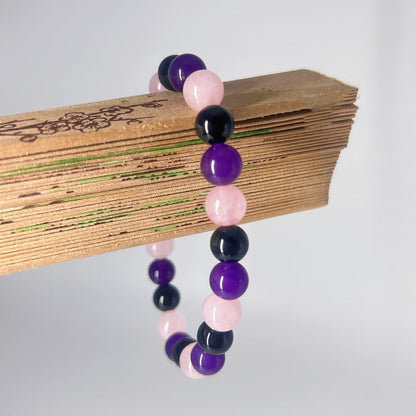 HZHRony Healing Crystal Stone Beads Bracelet Irregular Gemstone Beaded Bracelets For Women and Men Anxiety Relief Yoga Bracelet Jewelry Gifts 7 Inch - color: Rose Quartz