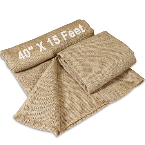 40" x15 Feet Natural Burlap Fabric,Multipurpose Burlap for Weed Barrier and Gardening,Jute Fiber for Decoration,Wedding Ceremony Aisle Runner,Outdoor Plant Care,Tree Wrap,Party Decor - size: 1 Pack 40" x15 Feet