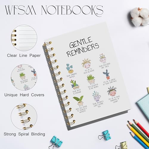 WFSM Daily Affirmations Notebook - Inspirational Journal, Mental Health Notebook, Positive Gifts Hardcover Spiral Notebook, Inspiring Quotes Journal for Women, 5.5x8.3 Inches