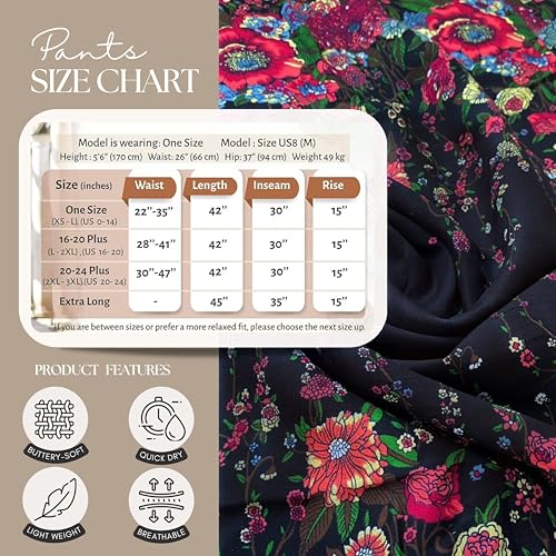 B BANGKOK PANTS Harem Pants Women Yoga Boho Clothes with Pockets - color: Black Floral, size: One Size
