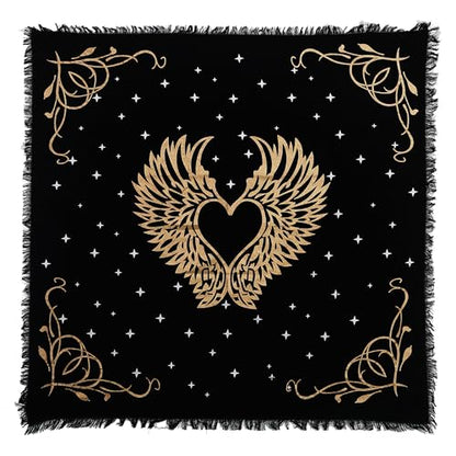 Indian Consigners Altar Cloth Angel Wings Gold Silver 36x36 Inches Square Spiritual Cloth - color: Angel Wings Gold Silver