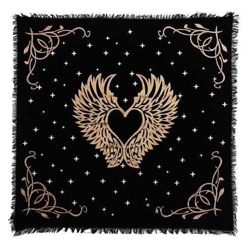 Indian Consigners Altar Cloth Angel Wings Gold Silver 36x36 Inches Square Spiritual Cloth - color: Angel Wings Gold Silver