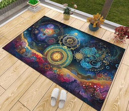 Chakra Meditation Yoga Print Area Rug, Non-Slip Carpet for Living Room, Bedroom, Kitchen - 82" - color: Charkas Rug 14, size: 4' x 6' (Rectangular)