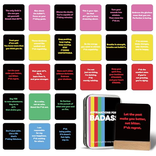 Unique Badass Birthday Gifts - Badass Affirmation Cards - 55 Sweary Affirmation Cards - Daily Positive Motivational Card - Inspirational & Self Care Quotes - Spiritual Gifts for Best Friend, Sister - style: Minimalism