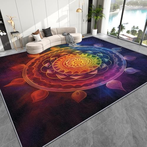 Chakra Rug for Meditation - 5x8 Rug, Yoga Living Room Rugs, Ombre Bedroom Rugs, Gradient Color Carpet, Chakra Home Decor & Gifts - size: 5' x 8' (Rectangular)