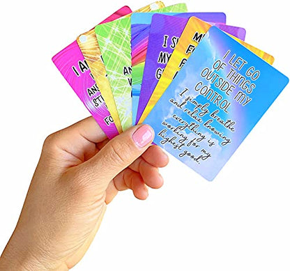 Positive Affirmation Cards - 54 Affirmations, 150+ Inspirational Questions - Beautifully designed with Storage Case, Daily Self Care Kit & Mindfulness Gift for Kids, Teens, Men & Women