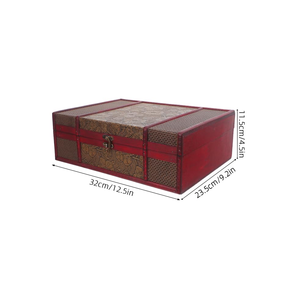 Cabilock Memory Box Wooden Desktop Storage Boxes Wood Treasure Box for Books Jewelry Document Box without Lock (Lotus) Storage Boxes Decorative