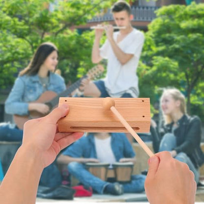 2 Set Solid Wood Rhythm Block with Mallet - Durable Musical Percussion Instrument, Fit for Musical Wood Block for Adults - Versatile Hand Percussion with Natural Acoustic Resonance