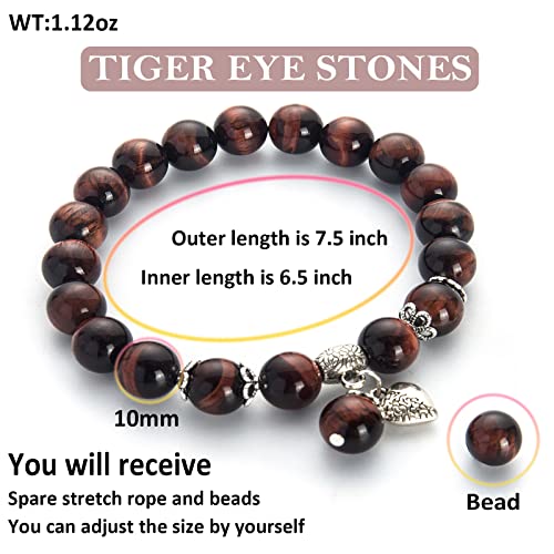 Natural Stretch Gemstone Bracelet Healing Stone Beaded Bracelets for Women Men Gifts (Unisex) - color: Brown