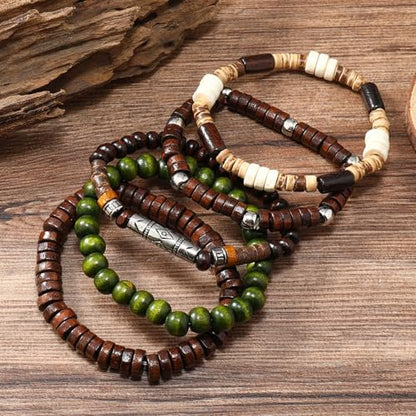5pcs Womens Mens Wooden Bead Bracelet Set - Funky Style, Beads Bracelets for Father'S Day, Mother'S Day, Christmas, Birthdays, Thanksgiving Gift