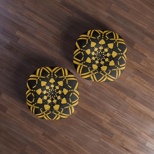 Modern Round Tufted Floor Pillow Boho Cushion Meditation Pillow Floor Cushion Yoga '12.Uncommon.Journey' Art Mitzisniftis
