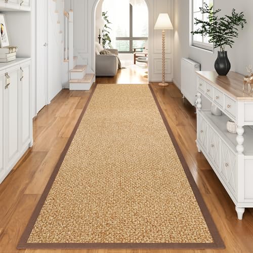 YDKGL Washable Hallway Runner Rug 2x8 Jute Like Kitchen Runner Mat Rugs Non Slip, Woven Soft Entryway Farmhouse Runner Boho Floor Carpet for Indoor Laundry Hall Backdoor Bedroom Living Room, Brown - color: Brown, size: 2'x8'