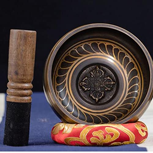 Tibetan Singing Song Bowl,Retro Bronze Chime,Bronze Chime Ornaments, Meditation Bowl, Music Therapy(11.5cm) - size: 11.5cm