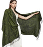 Pashmina Shawl Wrap with Ethnic Paisley Two Tone Jacquard Scarf for Women - color: Paisley-green