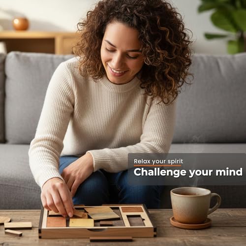 Creative Crafthouse Calibron 12 - Impossible 12 Piece Wooden Brain Teaser for Adults - Very Difficult Wood Puzzle - Made in USA - style: Calibron 12