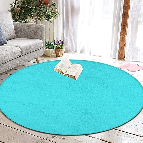 Modern Round Area Rug, Non-Slip Machine Washable Kitchen Office Circle Rug, Room Sofa Yoga Soft Round Carpet Compatible with Blue 60inch(150cm) - color: Color64, size: 60inch(150cm)