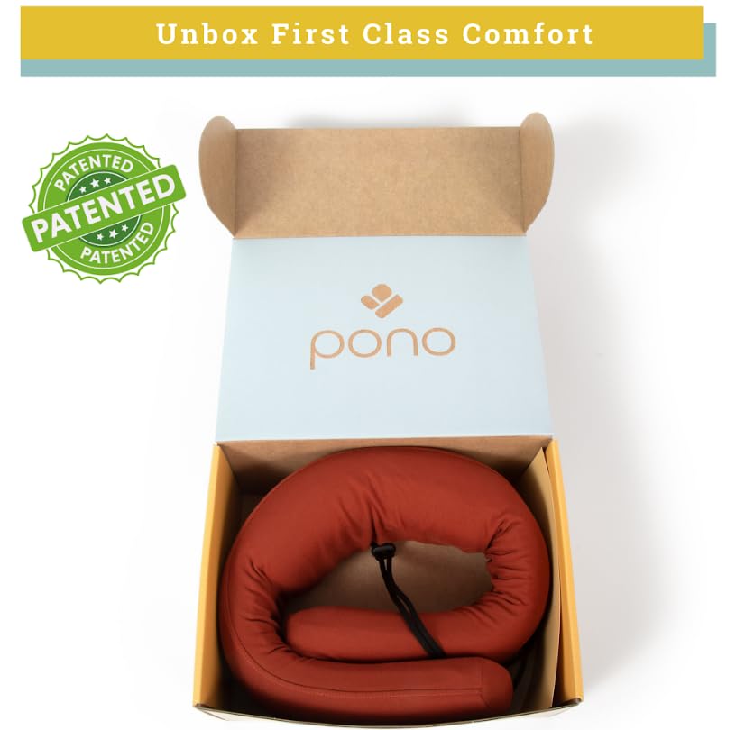 Pono Neck Cradle Travel Pillow (Patented): Memory Foam, Ergonomic 360° Adjustable Support, Prevents Head Nods. Infinity Shape Fits All Adults. Foldable Design for Easy Portability (Twilight Slate)