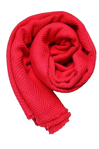 Handwoven Shawl Wraps Large Stole 8 ply Exclusive Premium Quality Wool Handmade in Nepal Pashmina Scarfs for Women And Men - color: Red