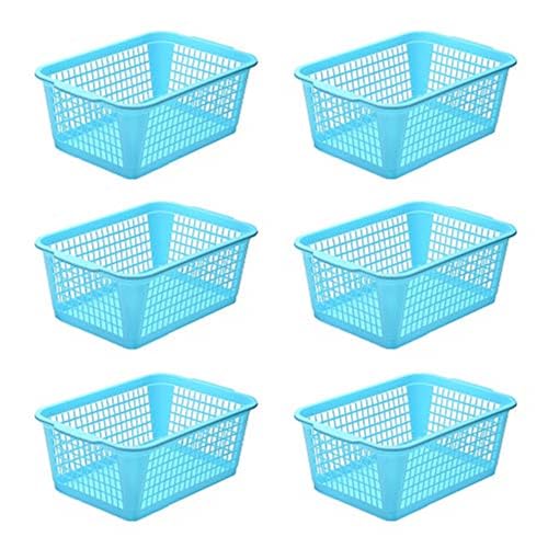 YBM HOME Plastic Perforated Storage Basket Bin Office Drawer, Shelf Desktop Countertop Tray Organizer 32-1184 (6, Blue) - color: blue, size: 6