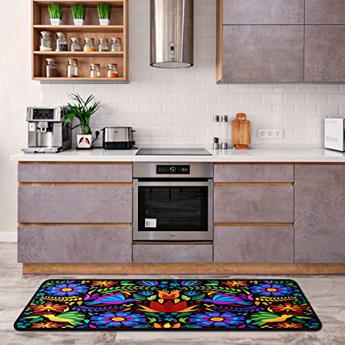 Floral Mexican Birds Kitchen Rugs Indoor Outdoor Non Slip Kitchen Floor Mats Area Rugs Runner Rug Laundry Room Rug 40x20 in - size: 40x20 in