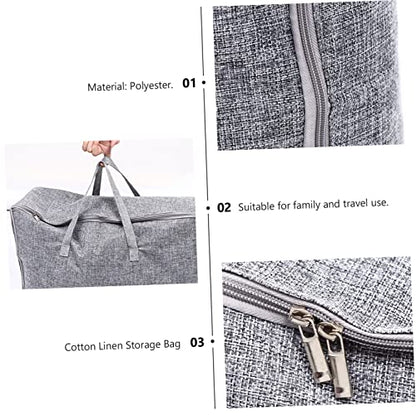 Large Capacity Cotton Linen Storage Bag for Clothes and Bedding Portable Travel Organizer Reinforced Handles for Outdoor Fitness and Moving Supplies