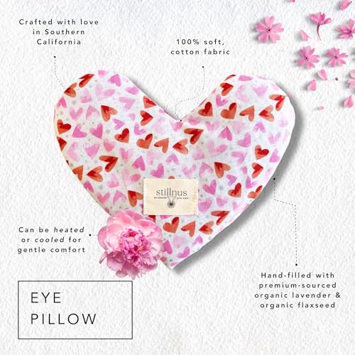 Stillnus Weighted Heart Eye Pillow with Organic Lavender & Flaxseed – Relaxation Gift for Women, Meditation Tool, Mindful Rest, Cooling Eye Mask, Wellness Self-Care Kit