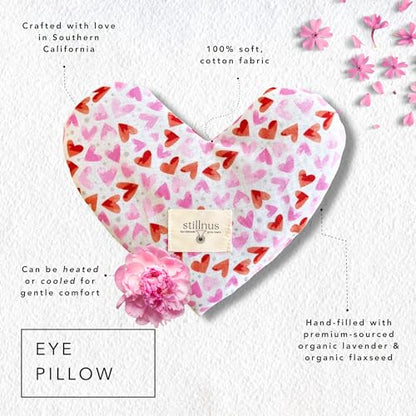 Stillnus Weighted Heart Eye Pillow with Organic Lavender & Flaxseed – Relaxation Gift for Women, Meditation Tool, Mindful Rest, Cooling Eye Mask, Wellness Self-Care Kit