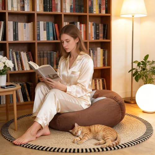 Extra Large Shiitake Mushroom Floor Cushion Pillow – Plush Floor Cushion for Sitting & Activities, for Reading, Gaming, Meditation & Home Decor – Cute Round Plush Chair Cushion.60cm/23.6Inch - style: Shiitake