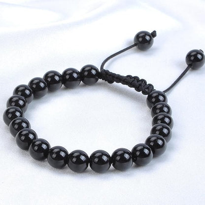About 45pcs 8mm Natural Stone Beads Black Onyx Agate Beads Energy Crystal Power Gemstone for Jewelry Making, DIY Bracelet Necklace - color: Black Onyx Agate, size: 8mm