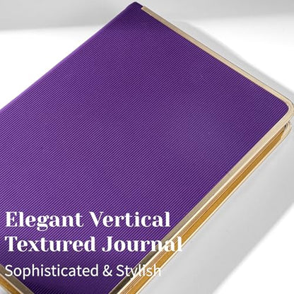 CAGIE Elegant Gold-Edged Journal for Women – Aesthetic Vegan Leather A5 Notebook, 256 Pages 100GSM Thick Paper Hardcover Diary, Gift Journals for Writing - color: Z-Purple