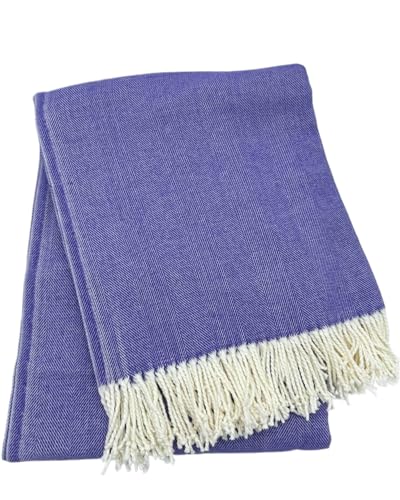 Alashan Cotton Acrylic Adirondack Herringbone Woven Throw (Acai) - color: Acai
