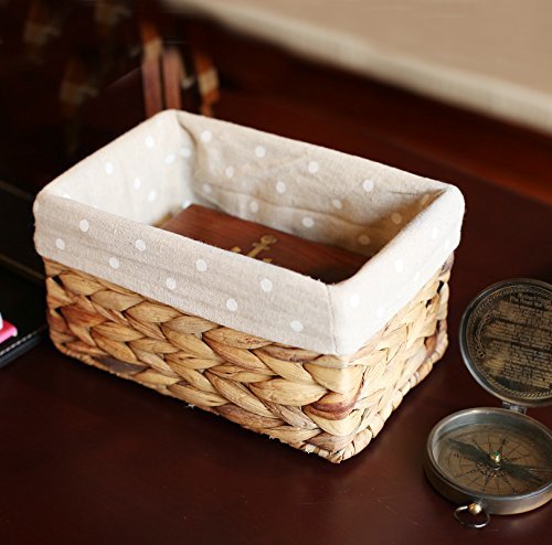 Rectangular Wicker Storage container, Organizer Box,Kingwillow, Art & Craft (Small) - color: Natural-Hyacinth