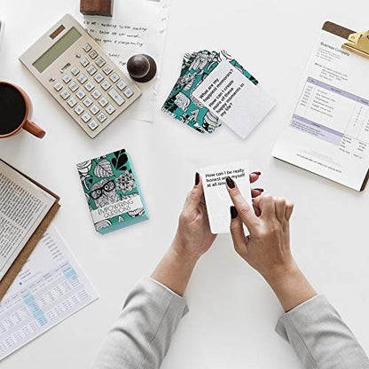 YARKOR 𝟑𝟎% 𝐎𝐅𝐅 100pcs Empowering Question Cards - Questions for Mindfulness, Meditation, Writing, Self Care Cards, Thought-Provoking Cards