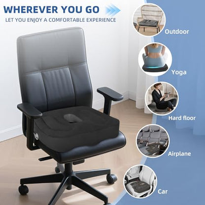 Sondor Travel Cushion,Air Seat Cushion,Evolution Cushion Portable & Lightweight Inflatable Seat Cushion - Ideal for Airplane Chairs, School Bleachers, Stadium Seats, and Wheelchairs - color: Black