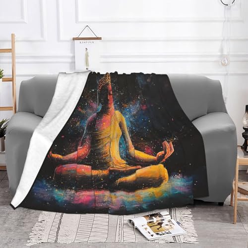 Zen Meditation Fleece Blanket, Ultra-Soft Flannel Throw Featuring Seated Buddhist Monk,Peaceful Design for Yoga,Mindfulness,Couch & Bedroom Decor,Lightweight and Warm,Anti-Wrinkle 30X40 inch