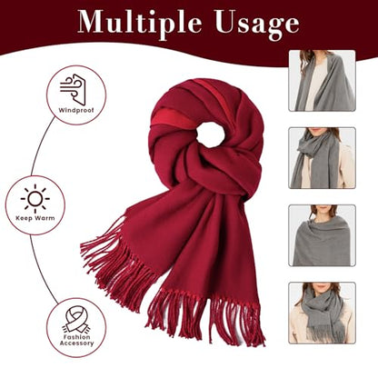 maamgic Womens Scarf Large Pashmina Shawls and Wraps Light Blanket Scarf for Evening Dress Warm Daily Travel Office - color: Light Red and Scarlet