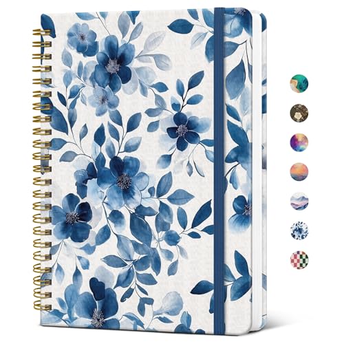 Taja Lined Spiral Journal Notebook for Women, A5 Cute College Ruled Hardcover Notebook for Work & Note Taking, Pretty Journal for Writing, 140 Pages, Watercolor Petal - color: c-Watercolor Petal