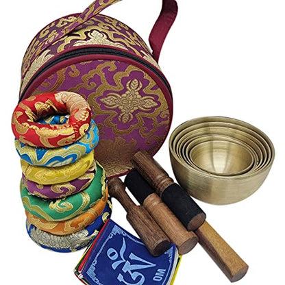 KHUSI,Tibetan Singing Bowl Set -Seven Chakra Healing Design Meditation Sound Bowl - Ideal for Meditation, Yoga, Mindfulness Healing Usage - Set of 7