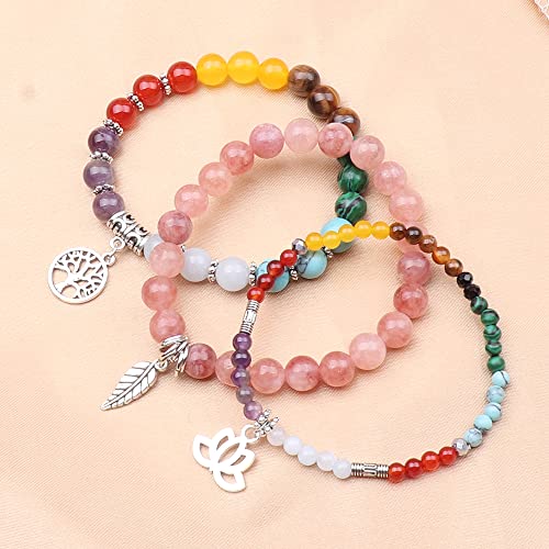 Tree of Life Yoga Healing Stone Bracelets,Multilayer Lotus Chakra Stone Reiki Bracelet Sets,Anxiety Crystal Natural Stone,for Women Stress Relief - style: Chakra+sunstone